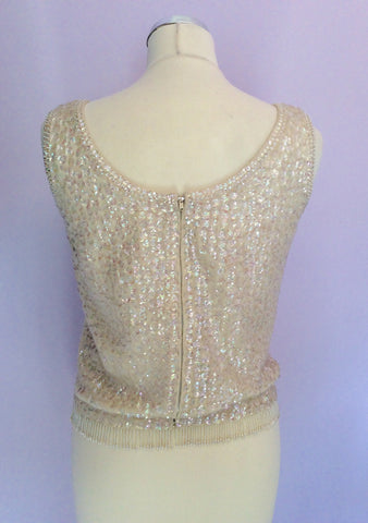Vintage Ivory Lambswool Beaded & Sequinned Top Approx 8/10 - Whispers Dress Agency - Sold - 2