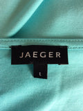 JAEGER AQUA BLUE SCOOP NECK 3/4 SLEEVE TOP SIZE L - Whispers Dress Agency - Sold - 2