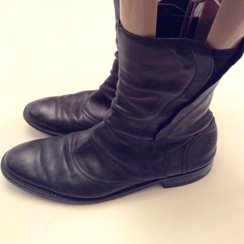 Zara Black Leather Chelsea Ankle Boots Size 10/44 - Whispers Dress Agency - Sold - 3