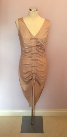 Max Mara Sportmax Blush Bow Trim Open Back Occasion Dress Size 12 - Whispers Dress Agency - Womens Dresses - 1