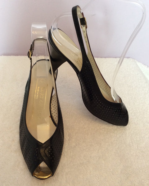 Vintage Bruno Magli Black Italian Leather Slingback Heels Size 3.5 /36 - Whispers Dress Agency - Sold - 1