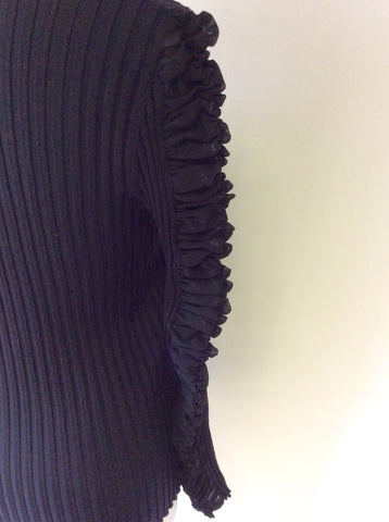 BETTY BARCLAY COLLECTION BLACK RIBBED RUCHED LONG SLEEVE JUMPER SIZE 16 - Whispers Dress Agency - Sold - 4