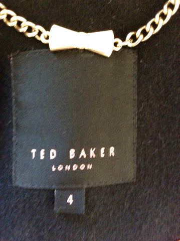 TED BAKER BLACK WOOL BLEND BELTED SHORT COAT SIZE 4 UK 12/14 - Whispers Dress Agency - Sold - 5