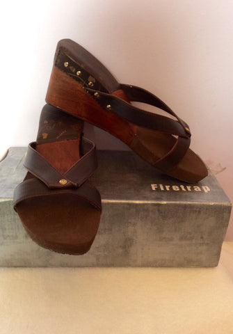 Brand New Firetrap Brown Slip On Wedge Heel Mules Size 7/40 - Whispers Dress Agency - Womens Mules & Flip Flops - 3