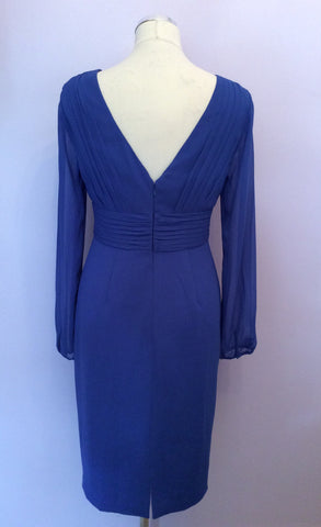 GINA BACCONI BLUE LONG SLEEVE DRESS SIZE 10 - Whispers Dress Agency - Womens Dresses - 3