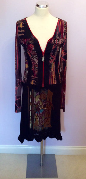 Save The Queen Black & Multi Coloured Print Dress Size L - Whispers Dress Agency - Sold - 1