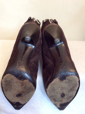 Karen Millen Brown Suede Calf Length Boots Size 3.5/36 - Whispers Dress Agency - Womens Boots - 6