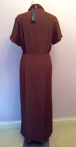 Brand New Marks & Spencer Autograph Brown Long Belted Dress Size 14 - Whispers Dress Agency - Womens Dresses - 3