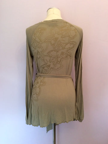 St Martins Light Green & Gold Print Wrap Around Top Size M - Whispers Dress Agency - Womens Tops - 2