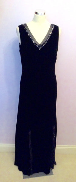 Austin Reed Black Velvet Long Evening Dress Size 14 - Whispers Dress Agency - Sold - 1