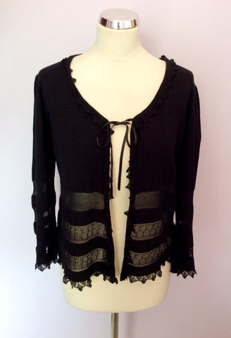 St Ambecco Black Tie Front Cardigan Size L - Whispers Dress Agency - Womens Knitwear - 1