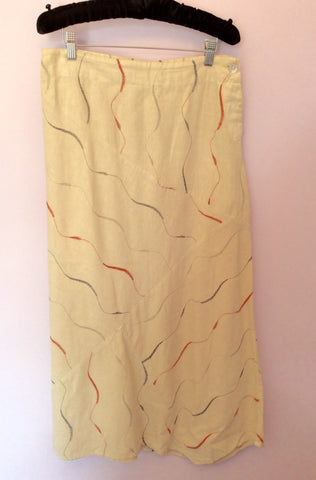 Oska Natural Embroidered Calf Length Skirt Size II UK 12/14 - Whispers Dress Agency - Womens Skirts - 1