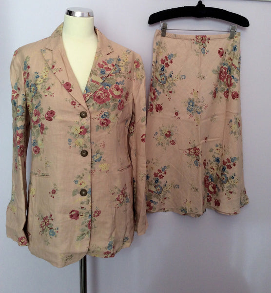 BRAND NEW BODEN PINK FLORAL LINEN SKIRT SUIT SIZE 12 - Whispers Dress Agency - Womens Suits & Tailoring - 1