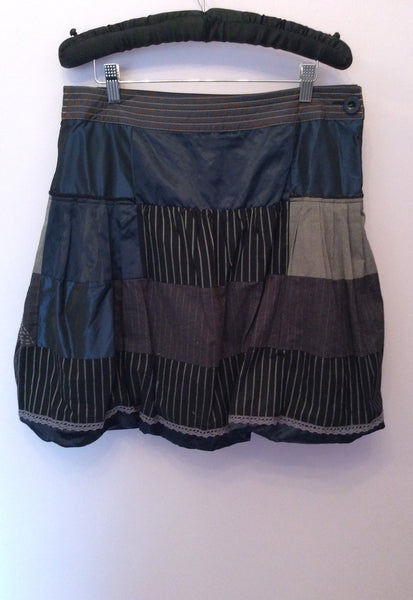 Desigual Blues, Black & Greys Prints Bubble Hem Skirt Size 40 UK 12 - Whispers Dress Agency - Sold - 1