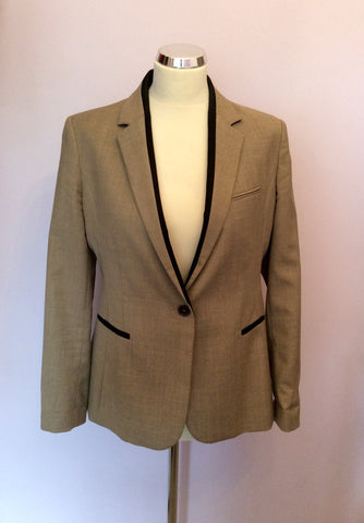 Whistles Beige & Black Trim Jacket & Crop Trouser Suit Size 12 - Whispers Dress Agency - Womens Suits & Tailoring - 2