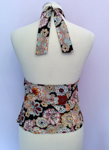 Gerard Darel Floral Print Silk Halterneck Top Size 42 UK 14 - Whispers Dress Agency - Sold - 2