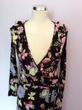 Moschino Cheap & Chic Brown Butterfly & Flower Print Wrap Dress Size 8 - Whispers Dress Agency - Sold - 2