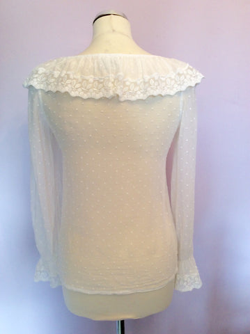 Vintage Laura Ashley White Lace Trim Collar Blouse Size 10 - Whispers Dress Agency - Sold - 2