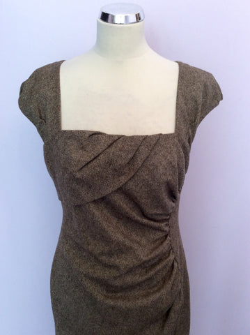 LK Bennett Brown Tweed Wool Tina Dress Size 14 - Whispers Dress Agency - Sold - 2