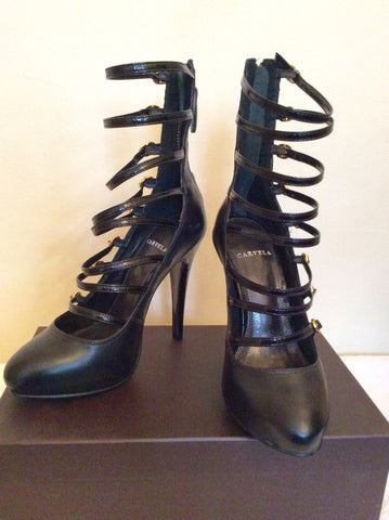 Brand New Carvela Black Strap Leather Heels Size 3/36 - Whispers Dress Agency - Womens Heels - 3