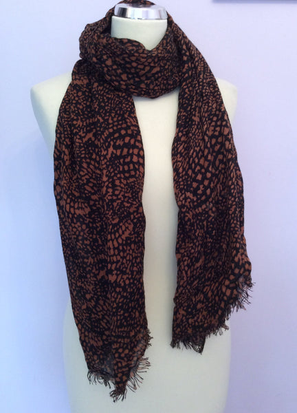Whistles Brown & Black Print Scarf / Wrap - Whispers Dress Agency - Womens Scarves & Wraps