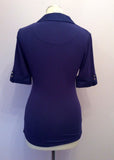 KAREN MILLEN DARK BLUE WITH SILVER TRIM SHORT SLEEVE TOP SIZE 10 - Whispers Dress Agency - Womens Tops - 2
