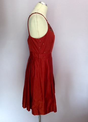 Brand New Monsoon Orange Beaded & Sequin Trim Cotton Dress Size 14 - Whispers Dress Agency - Womens Dresses - 3