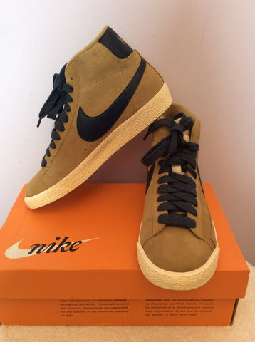 Brand New Nike Beige & Blue Suede Blazer Filbert Mid Trainer Boots Size 4/37 - Whispers Dress Agency - Womens Trainers & Plimsolls - 1