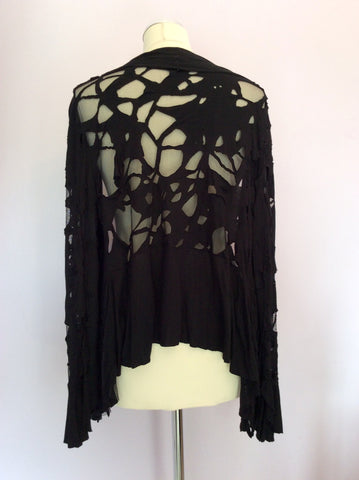 Religion Black Cut Out & Net Detail Cardigan Size M/12 - Whispers Dress Agency - Sold - 3