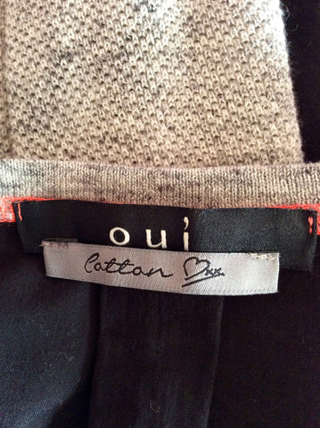 Oui Grey & Black Cotton Top With Pink Neon Stitch Trim Size 14 - Whispers Dress Agency - Womens Tops - 3