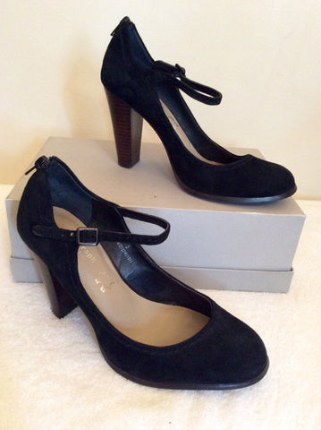 Marks & Spencer Autograph Black Suede Mary Jane Heels Size 5/38 Wider Fit - Whispers Dress Agency - Heels - 1