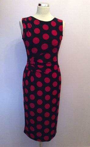 PHASE EIGHT BLACK & RED SPOT PENCIL DRESS SIZE 8 - Whispers Dress Agency - Womens Dresses - 1