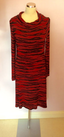 Isabel De Pedro Black & Red Print Long Sleeve Dress Size 14 - Whispers Dress Agency - Sold - 1