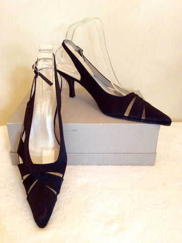 Brand New SF Black Satin Slingback Heels Size 7/40 - Whispers Dress Agency - Sold - 1