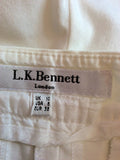 LK BENNETT WHITE COTTON CROP TROUSERS SIZE 10 - Whispers Dress Agency - Womens Trousers - 3
