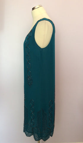 Kaliko Turquoise Beaded Shift Dress Size 12 - Whispers Dress Agency - Sold - 2