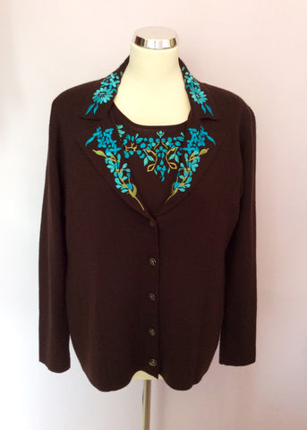 Jacques Vert Brown Embroidered Top, Long Skirt & Cardigan Size 22 - Whispers Dress Agency - Sold - 2