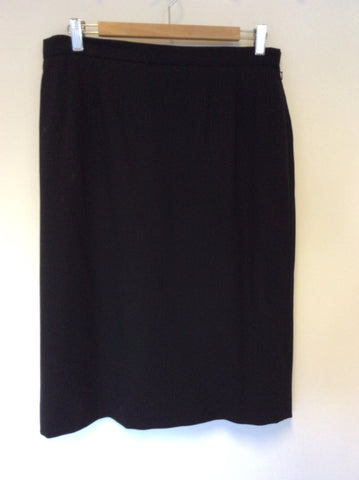 AQUASCUTUM BLACK WOOL PENCIL SKIRT SIZE 16 - Whispers Dress Agency - Sold - 1
