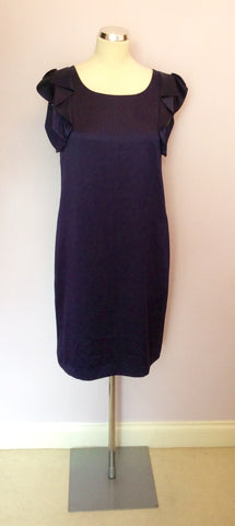 Brand New LK Bennett Dark Purple Silk Shift Dress Size 10 - Whispers Dress Agency - Womens Dresses - 1