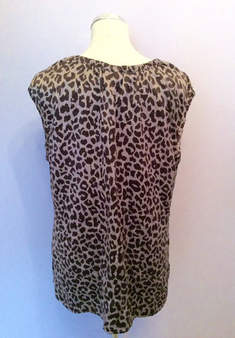 THOMAS PINK LEOPARD PRINT BROWN SILK TOP SIZE 16 - Whispers Dress Agency - Womens Tops - 2