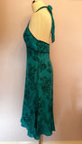 Coast Emerald Green Floral Print Silk Halterneck Dress Size 12 - Whispers Dress Agency - Womens Dresses - 2