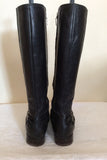 Geox Black Leather Buckle & Stud Trim Knee Length Boots Size 7/40 - Whispers Dress Agency - Womens Boots - 5