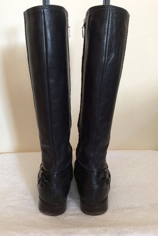 Geox Black Leather Buckle & Stud Trim Knee Length Boots Size 7/40 - Whispers Dress Agency - Womens Boots - 5