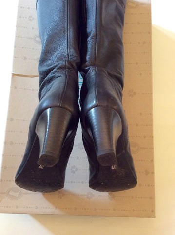 DUO BLACK LEATHER SLIM LEG KNEE HIGH BOOTS SIZE 4/37 - Whispers Dress Agency - Sold - 3