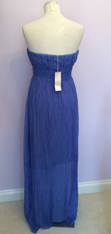 Brand New Prontamoda Guisy Blue Silk Strapless Maxi Dress Size L - Whispers Dress Agency - Sold - 2
