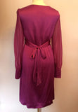 Monsoon Deep Pink Beaded Trim Silk Dress Size 10 - Whispers Dress Agency - Sold - 3