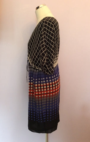 Planet Black, Blue, Red & Ivory Silk Shift Dress Size 12 - Whispers Dress Agency - Sold - 2