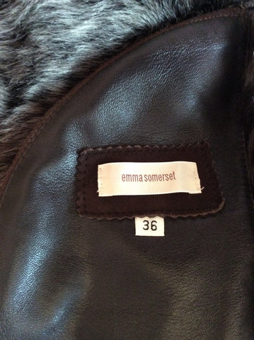 Emma Somerset Dark Brown Sheepskin Fur Lined Jacket Size 36 UK 12 - Whispers Dress Agency - Womens Coats & Jackets - 6
