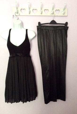 Brand New Marccain Black Pleated & Knit Top & Satin Crop Trouser Suit Size 10 - Whispers Dress Agency - Womens Eveningwear - 1