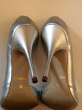Dune Silver Bow Front Peeptoe Heels Size 6/39 - Whispers Dress Agency - Womens Heels - 6